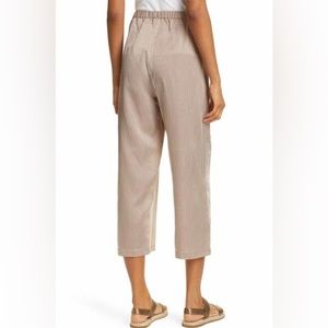 Eileen Fisher Pants Small NWT Crop Silk Blend Striped Wide Leg